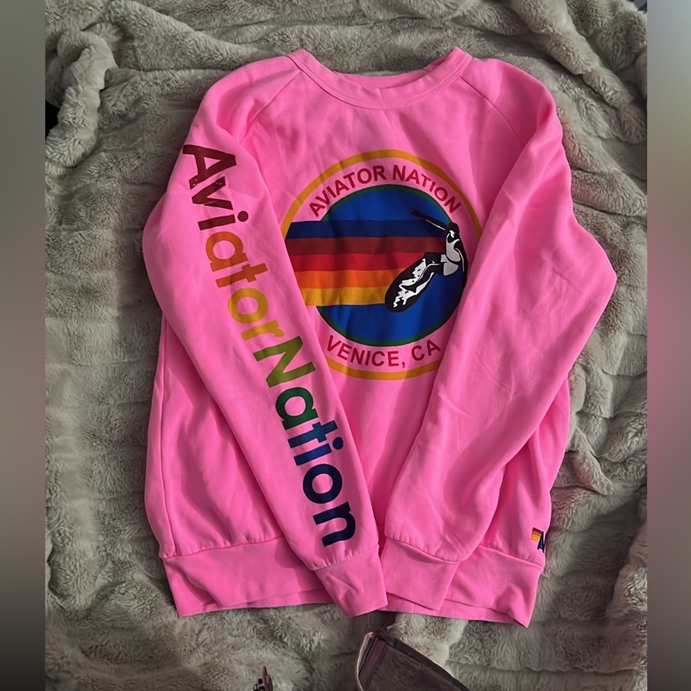 NWT Aviator Nation crew logo pink sweatshirt in Pink - Medium - Picture 11 of 11